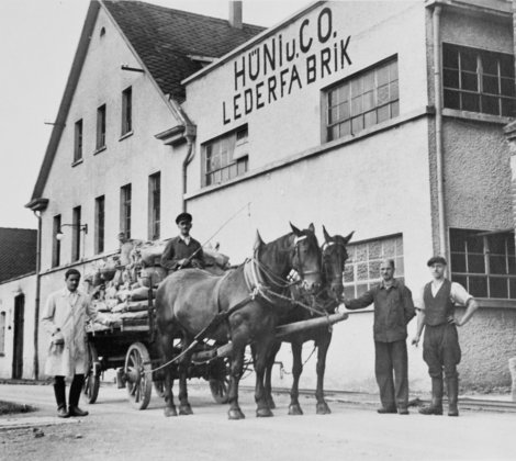 Historisches Foto des Hüni Lederwarengeschäfts in Friedrichshafen